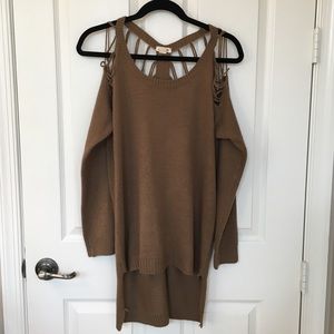 Love Riche Brown Cut-out Sweater